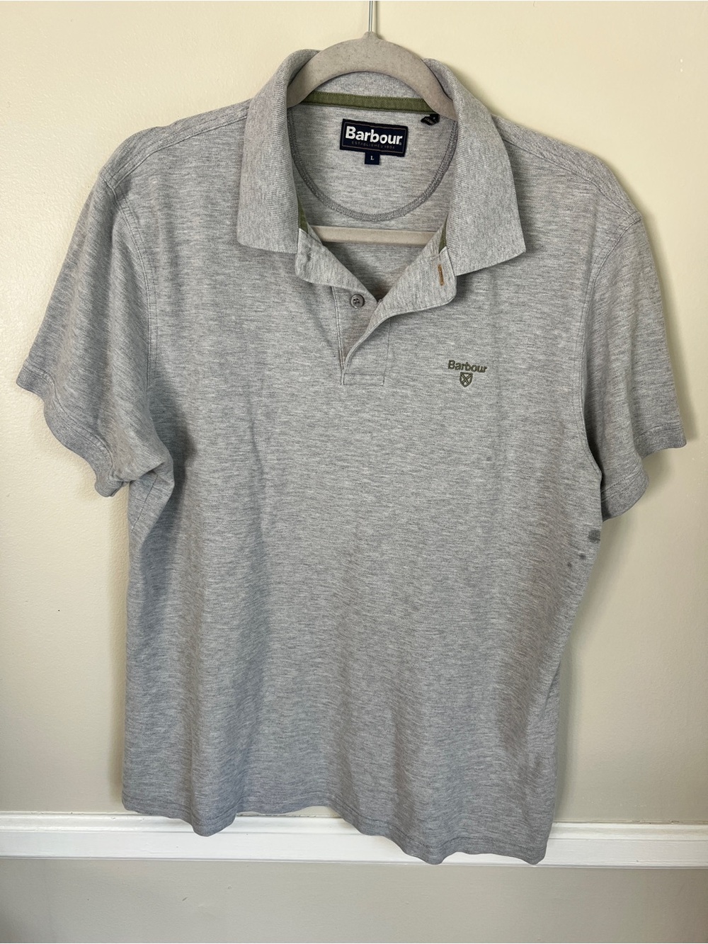 Barbour Light Gray Men's Polo with Subtle Logo